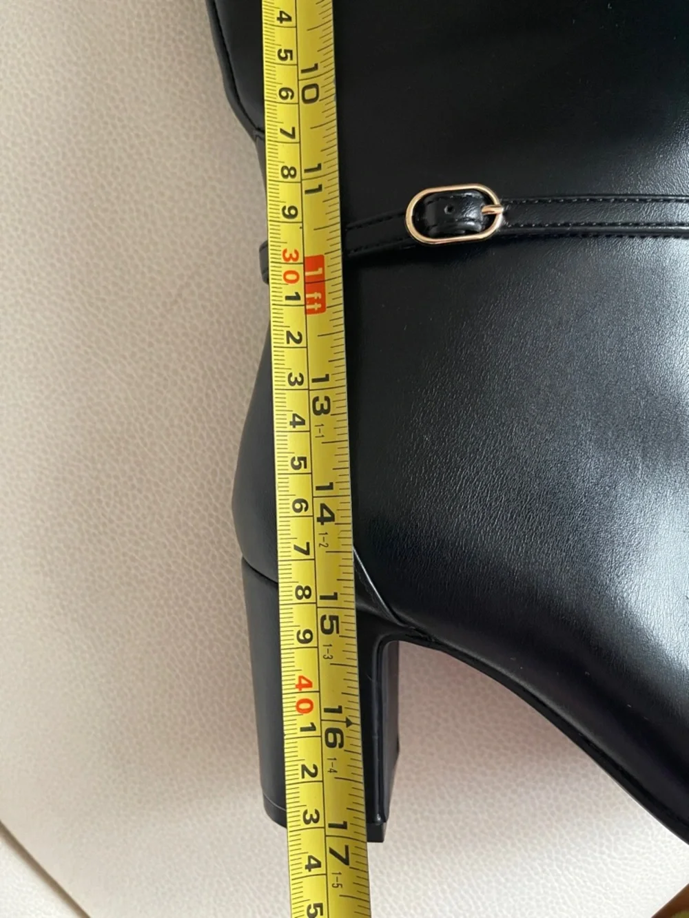 Anne Klein Black Mid-Calf Block Heel Boots with Ankle Strap - Picture 12 of 15